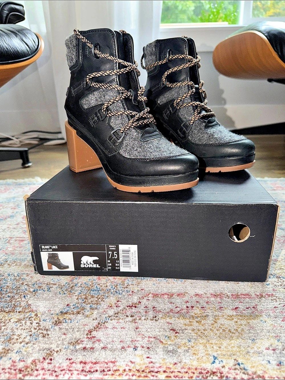 Sorel Blake Lace Black & Brown Boots US 7.5